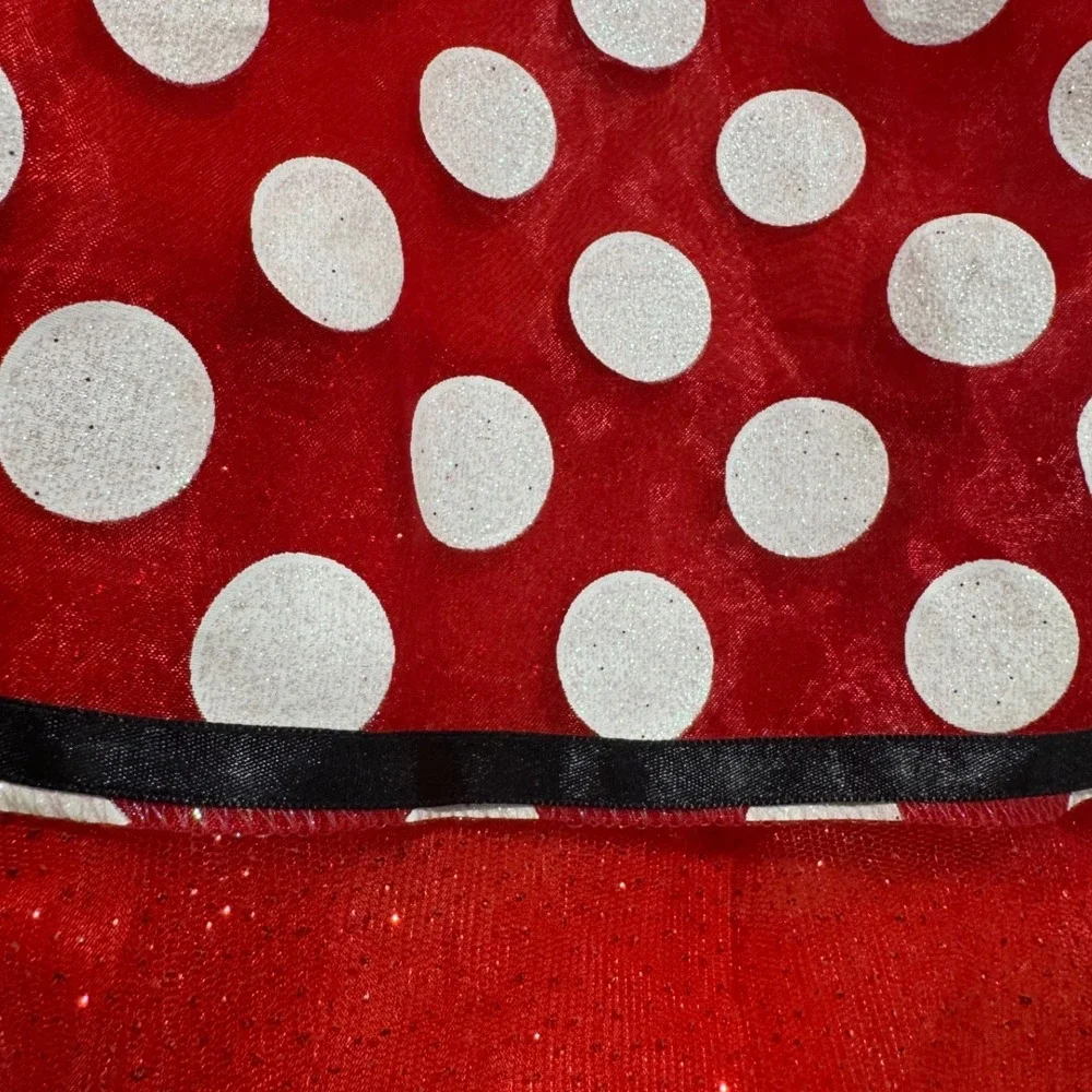 Disney Minnie Mouse Girls Dress Costume Red Polka‎ Dot Bow Halloween